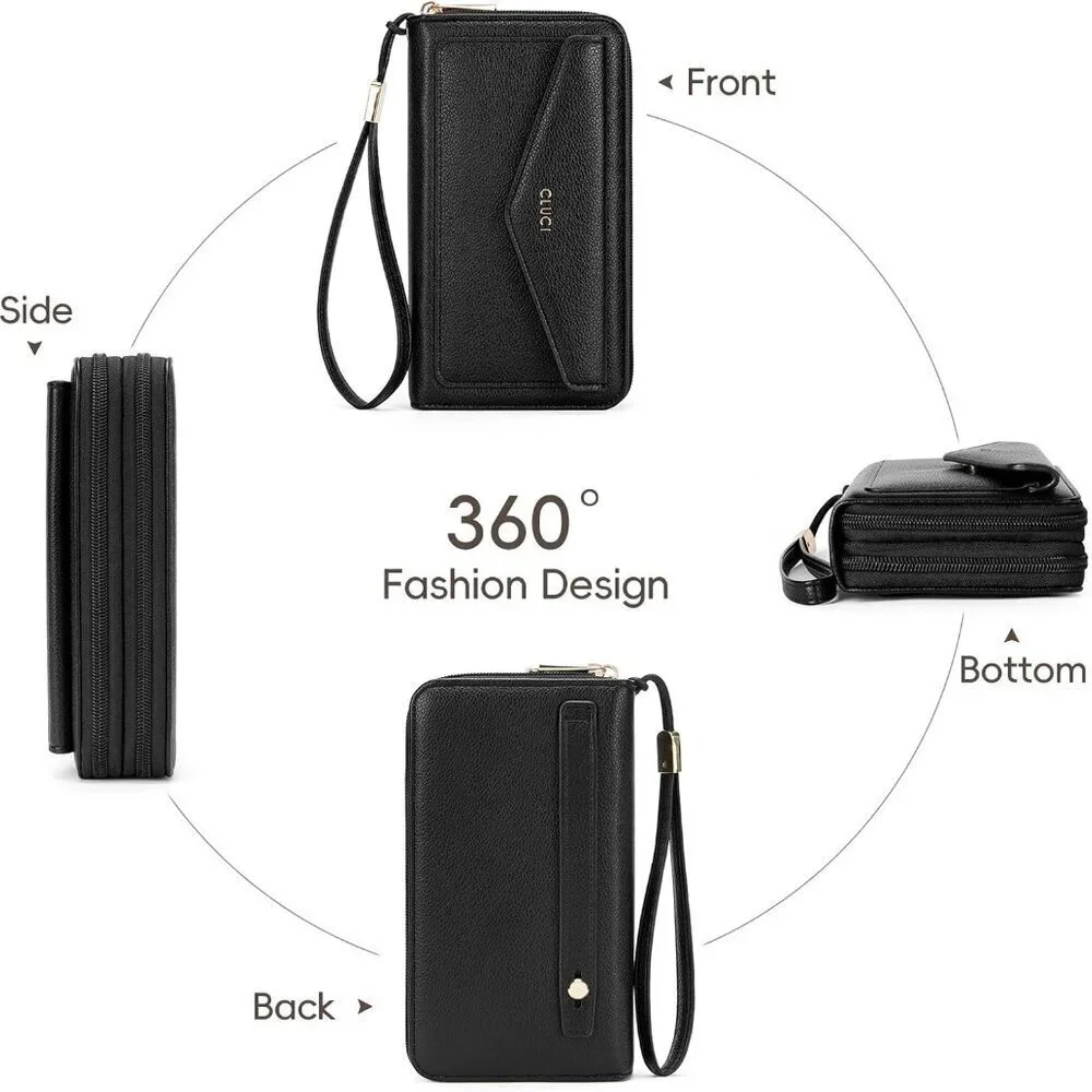 Women Large Capacity Vegan Leather Wallet RFID Blocking Credit Card Holder